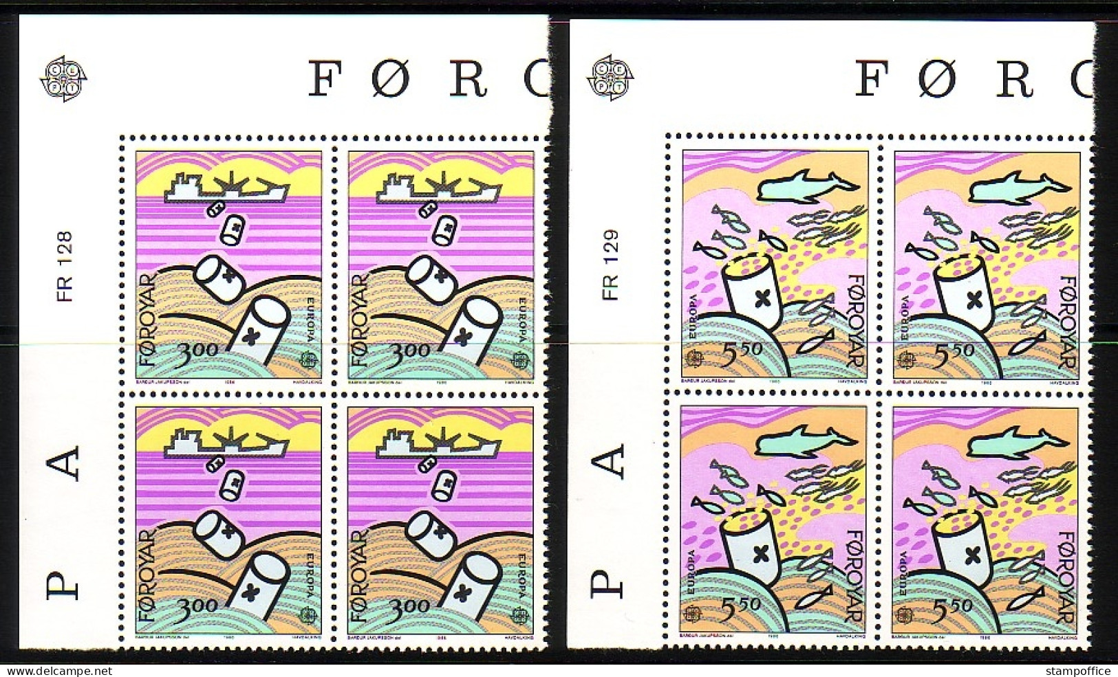 FÄRÖER MI-NR. 134-135 POSTFRISCH(MINT) 4er BLOCK EUROPA 1986 NATUR- Und UMWELTSCHUTZ FISCH - 1986