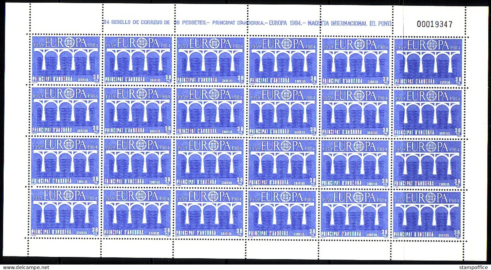 ANDORRA SPANISCH MI-NR. 175-176 POSTFRISCH(MINT) KLEINBOGENSATZ EUROPA 1984 - BRÜCKE - 1984