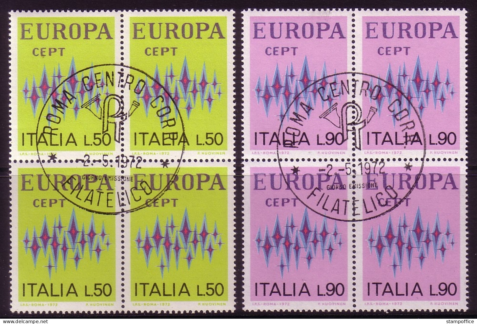 ITALIEN MI-NR. 1364-1365 O 4er BLOCK EUROPA 1972 - STERNE - 1972