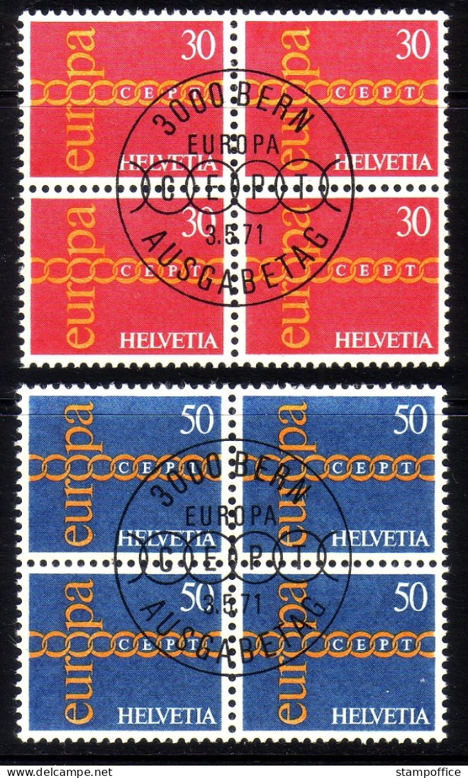 SCHWEIZ MI-NR. 947-948 GESTEMPELT(USED) 4er BLOCK EUROPA 1971 KETTE - 1971