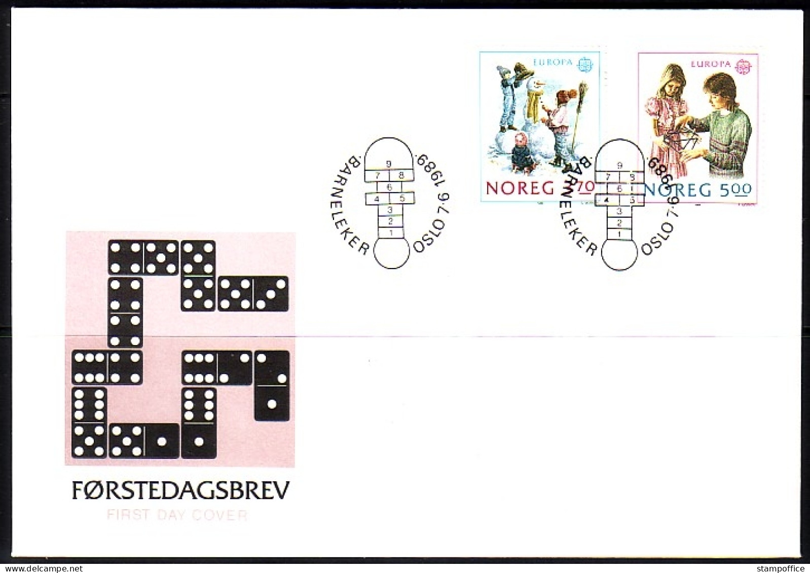 NORWEGEN MI-NR. 1019-1020 FDC EUROPA 1989 - KINDERSPIELE - 1989