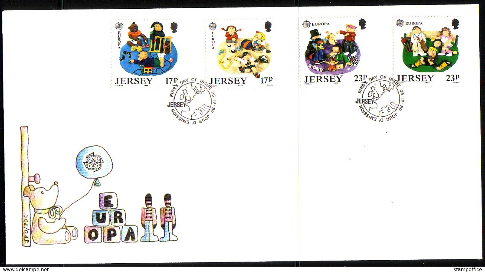 JERSEY MI-NR. 476-479 FDC EUROPA 1989 KINDERSPIELE - 1989