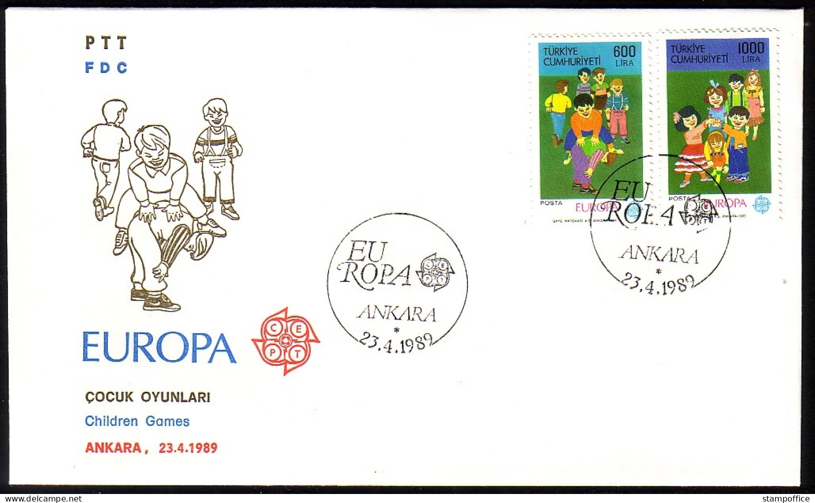 TÜRKEI MI-NR. 2854-2285 FDC EUROPA 1989 - KINDERSPIELE - 1989