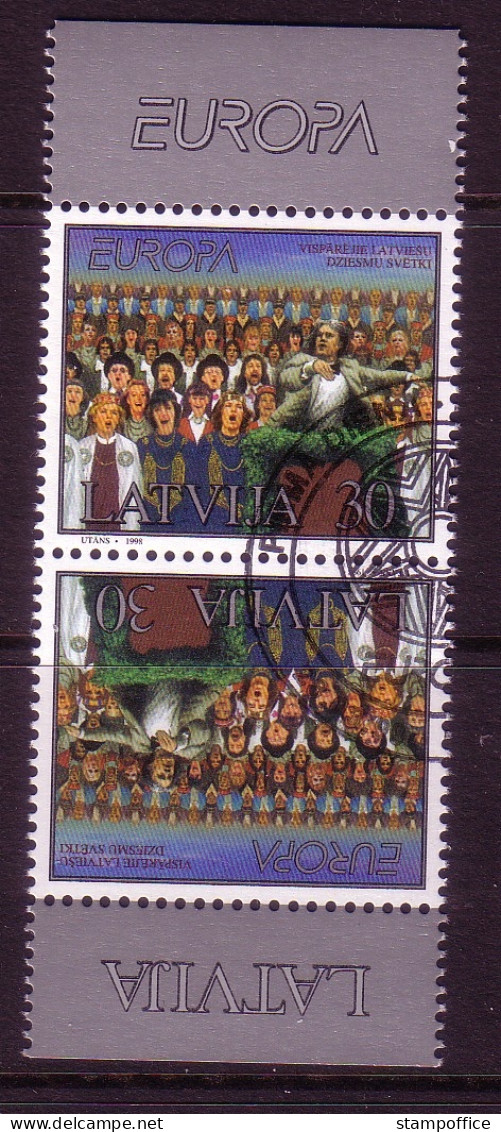 LETTLAND MI-NR. 476 O KEHRDRUCKPAAR EUROPA 1998 - FESTE Und FEIERTAGE CHOR - 1998