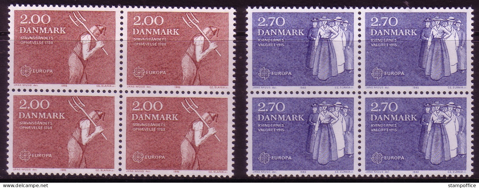 DÄNEMARK MI-NR. 749-750 POSTFRISCH(MINT) 4er BLOCK EUROPA 1982 FRAUENWAHLRECHT - 1982