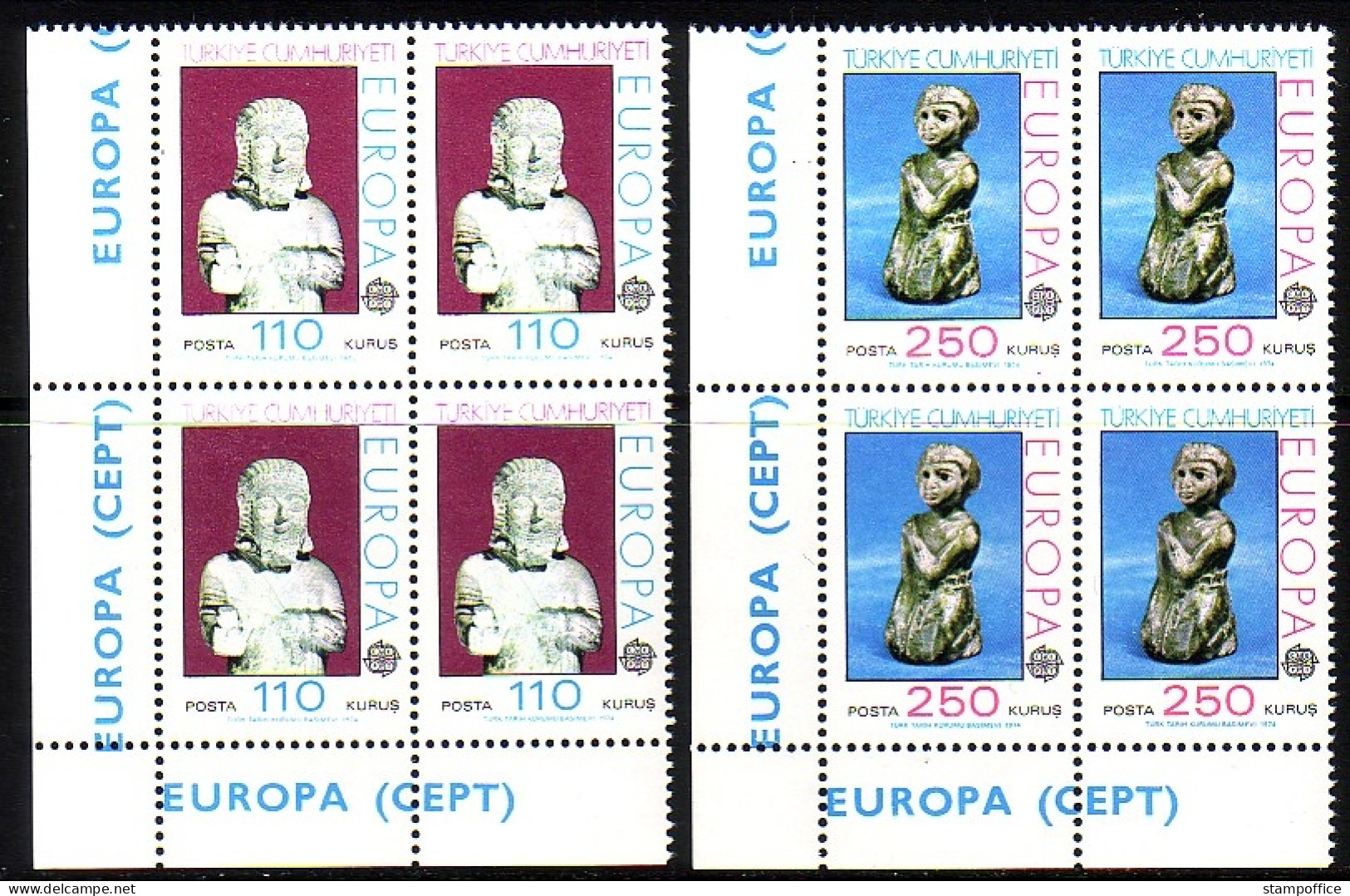 TÜRKEI MI-NR. 2320-2321 POSTFRISCH(MINT) 4er BLOCK EUROPA 1974 SKULPTUREN - 1974