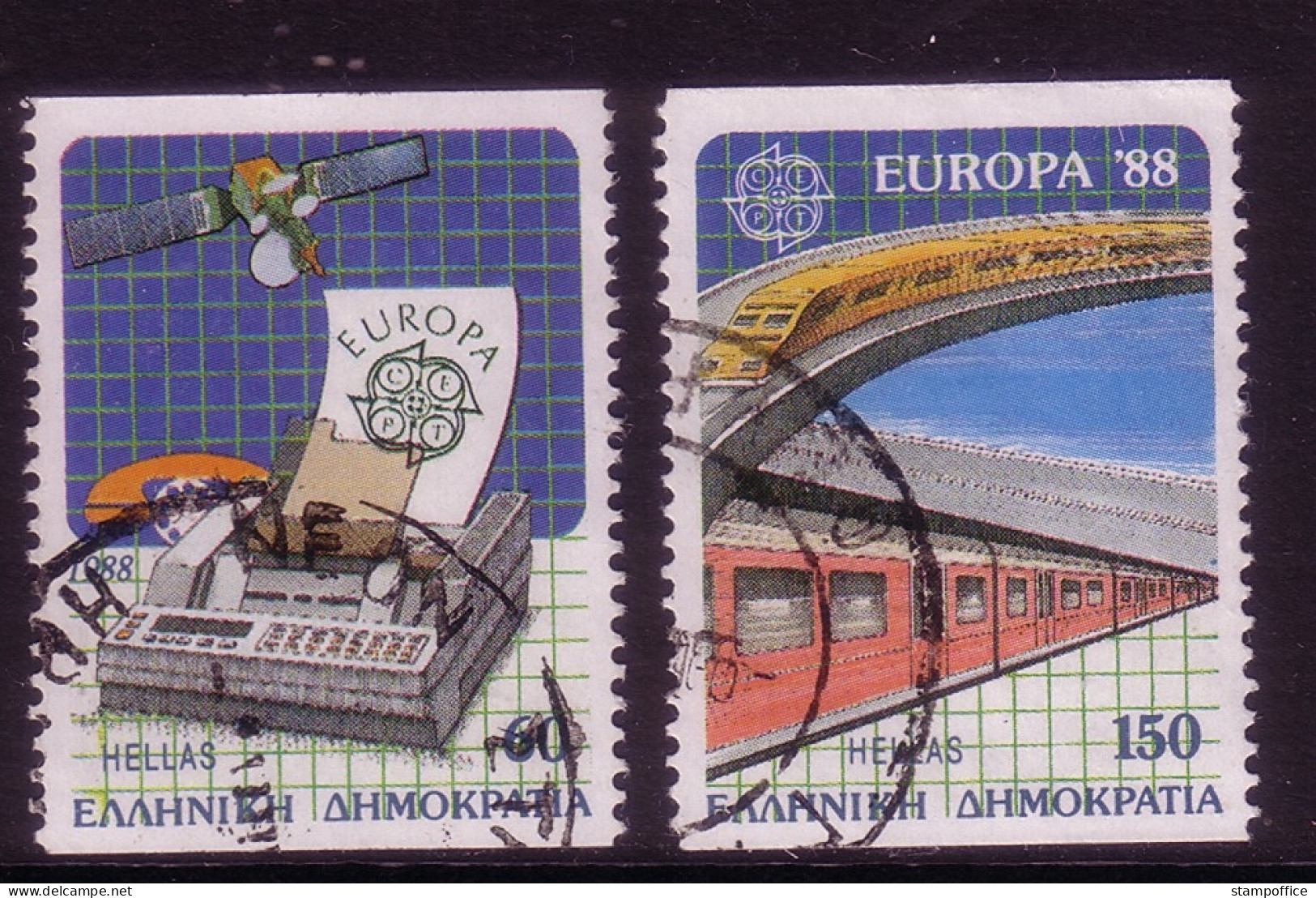 GRIECHENLAND MI-NR. 1685-1686 C GESTEMPELT(USED) GETRENNT CEPT 1988 EISENBAHN U-BAHN TELEFON - 1988