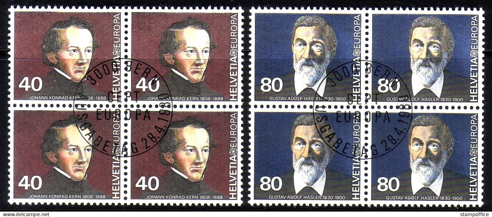 SCHWEIZ MI-NR. 1174-1175 GESTEMPELT(USED) 4er BLOCK EUROPA 1980 PERSÖNLICHKEITEN - 1980