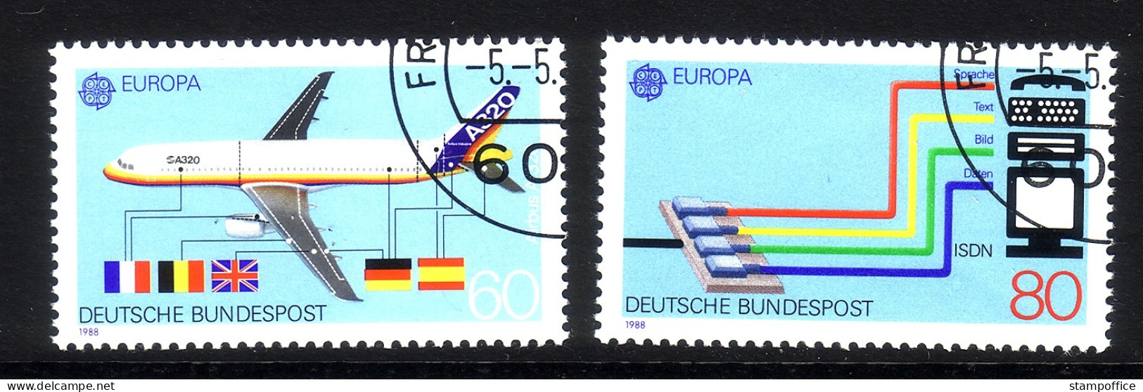 DEUTSCHLAND MI-NR. 1367-1368 GESTEMPELT(USED) EUROPA 1988 TRANSPORTMITTEL AIRBUS A 320 - 1988