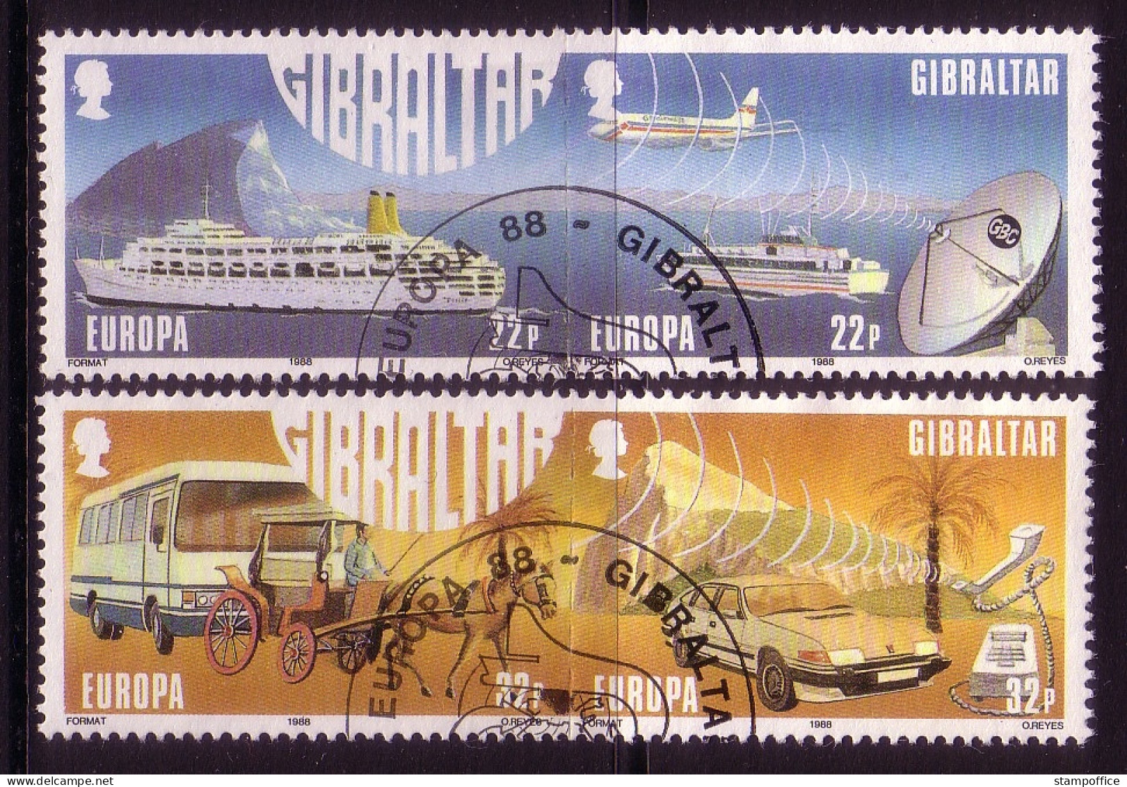 GIBRALTAR MI-NR. 544-547 GESTEMPELT EUROPA 1988 TRANSPORT- Und KOMMUNIKATIONSMITTEL - 1988