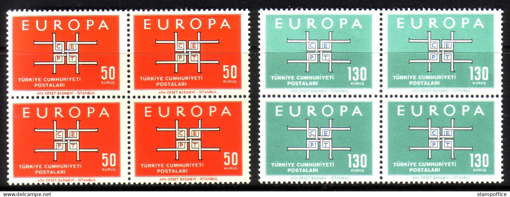 TÜRKEI MI-NR. 1888-1889 POSTFRISCH(MINT) 4er BLOCK EUROPA 1963 - 1963