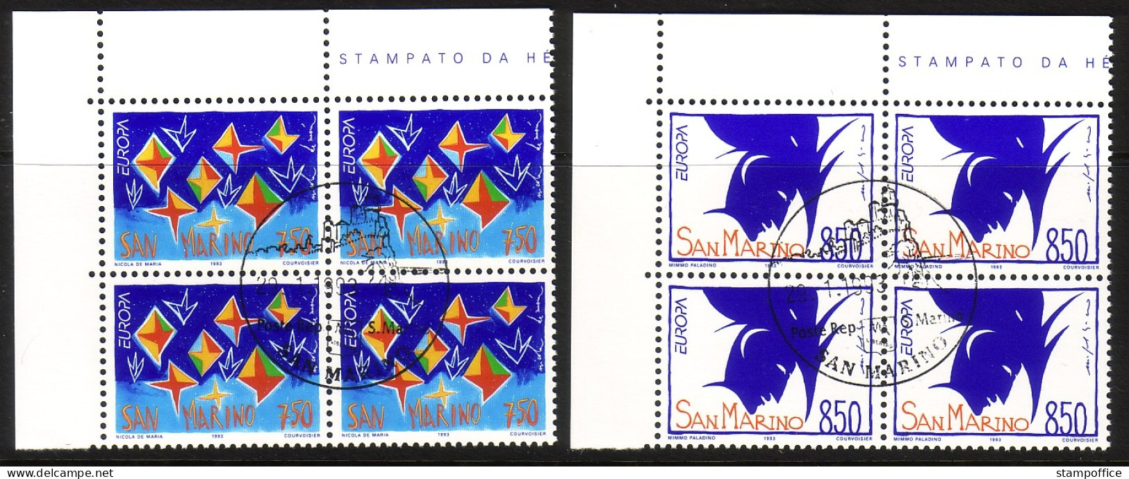 SAN MARINO MI-NR. 1523-1524 GESTEMPELT(USED) 4er BLOCK EUROPA 1993 - ZEITGENÖSSISCHE KUNST - 1993