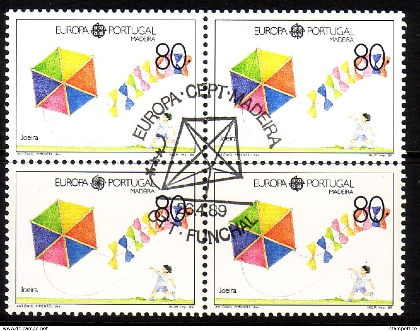 MADEIRA MI-NR. 125 I GESTEMPELT(USED) 4er BLOCK EUROPA 1989 KINDERSPIELE - 1989