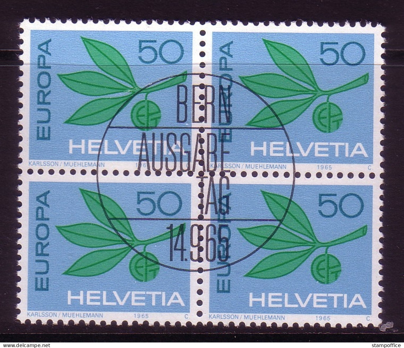 SCHWEIZ MI-NR. 825 GESTEMPELT(USED) 4er BLOCK EUROPA 1965 ZWEIG - 1965