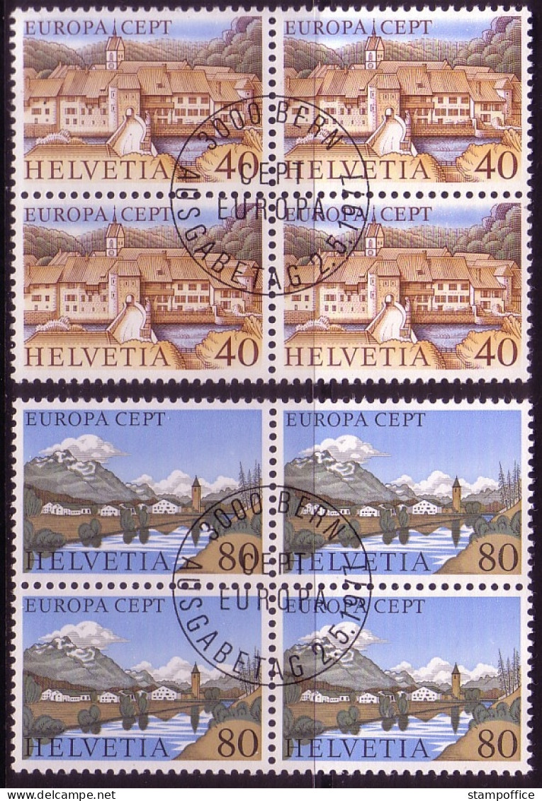 SCHWEIZ MI-NR. 1094-1095 GESTEMPELT(USED) 4er BLOCK EUROPA 1977 LANDSCHAFTEN - 1977