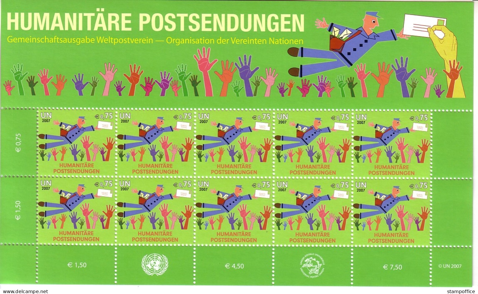 UNO WIEN MI-NR. 512 KLEINBOGEN POSTFRISCH(MINT) HUMANITÄRE POSTSENDUNGEN 2007 - Blocks & Kleinbögen