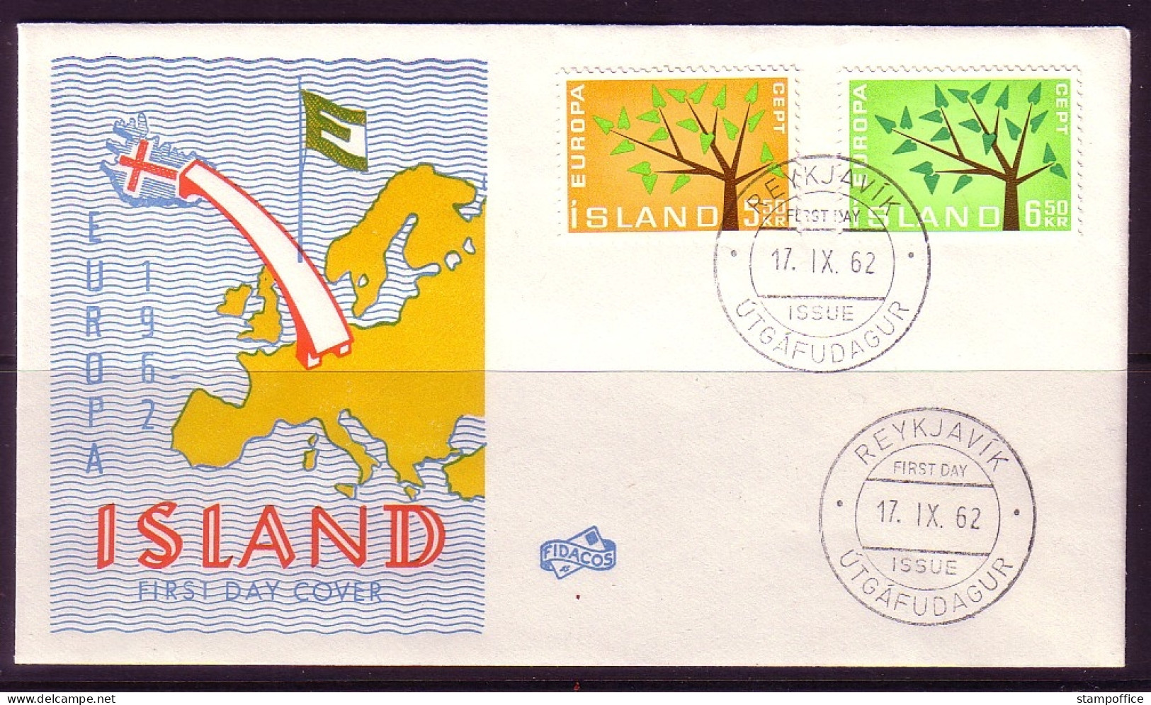 ISLAND MI-NR. 364-365 FDC EUROPA CEPT 1962 BAUM - FDC