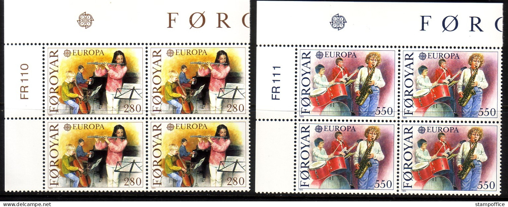 FÄRÖER MI-NR. 116-117 POSTFRISCH(MINT) 4er BLOCK EUROPA 1985 JAHR DER MUSIK - 1985