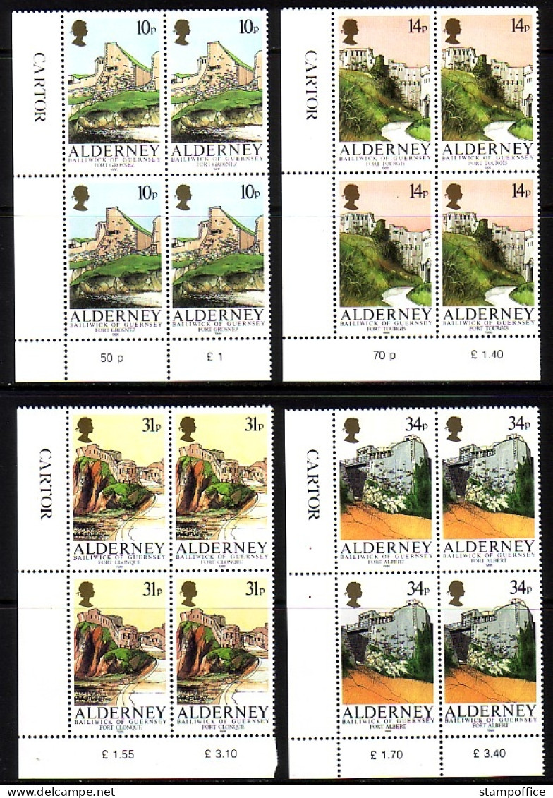 ALDERNEY MI-NR. 28-31 POSTFRISCH(MINT) 4er BLOCK FESTUNGEN 1986 - Alderney