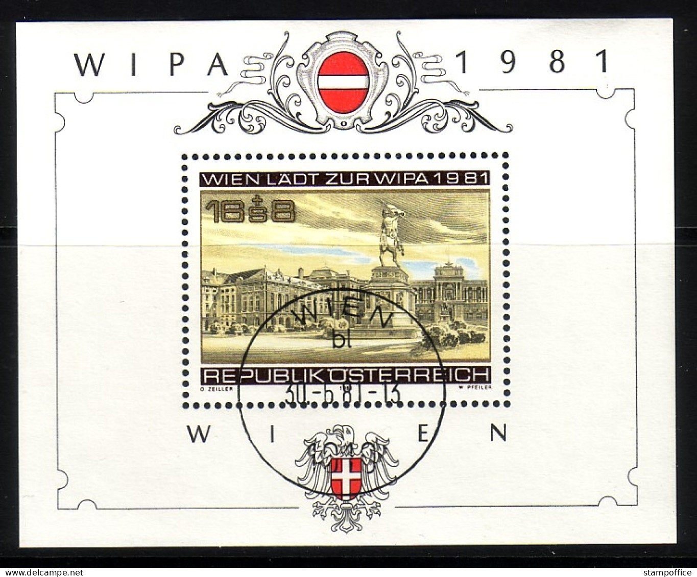 ÖSTERREICH BLOCK 5 GESTEMPELT(USED) WIPA 1981 - HELDENPLATZ WIEN - Blocs & Feuillets