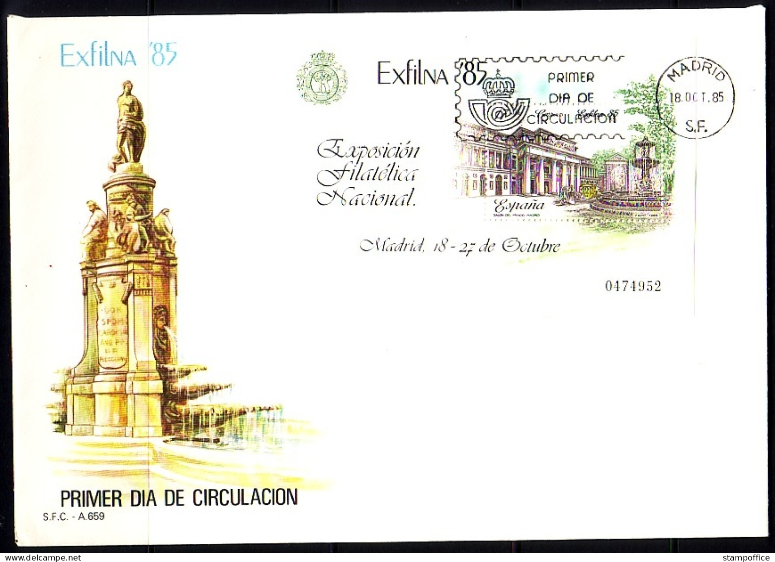 SPANIEN BLOCK 28 FDC EXFILNA'85 PRADO MADRID - FDC