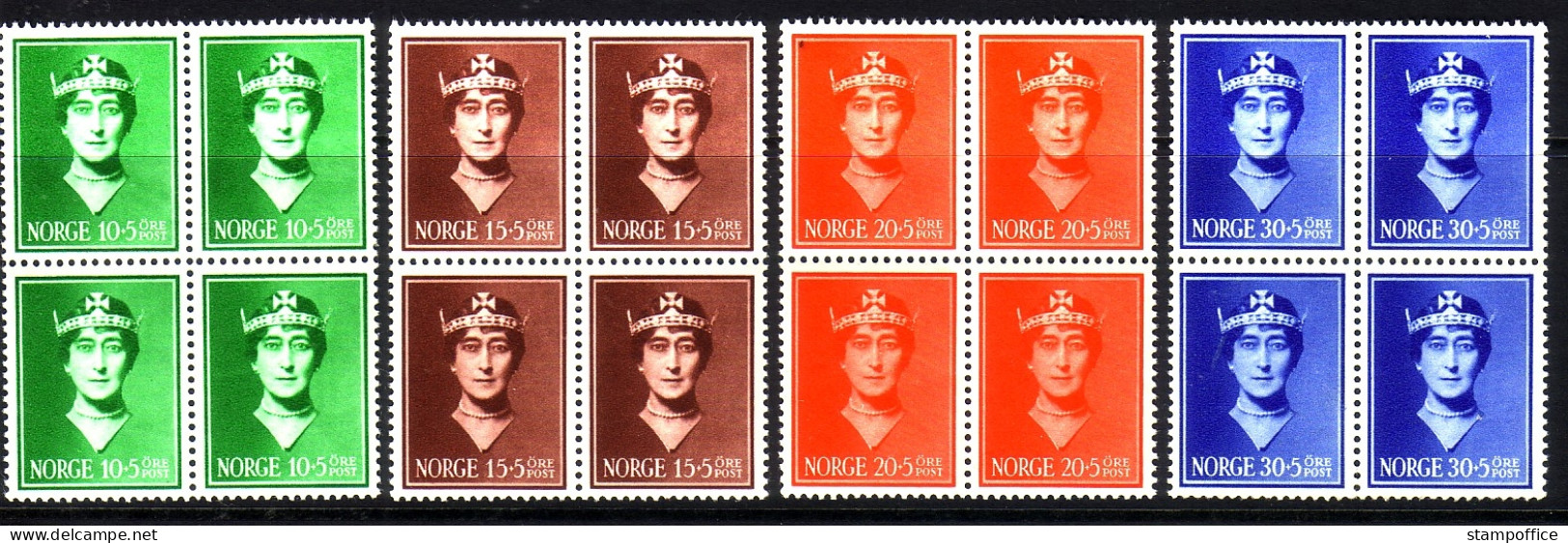 NORWEGEN MI-NR. 203-206 POSTFRISCH(MINT) 4er BLOCK KÖNIGIN MAUD - Ungebraucht