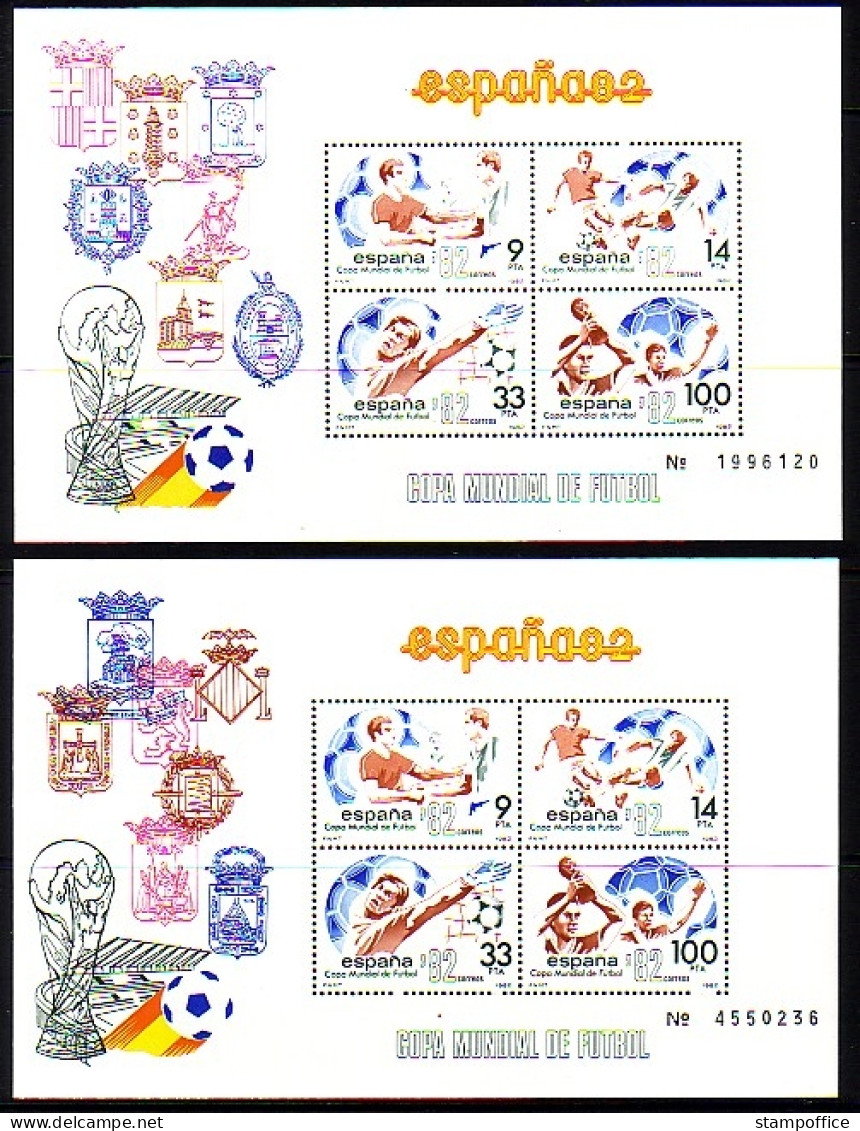 SPANIEN BLOCK 25-26 POSTFRISCH FUSSBALL WM 1982 SPANIEN - Blocks & Sheetlets & Panes