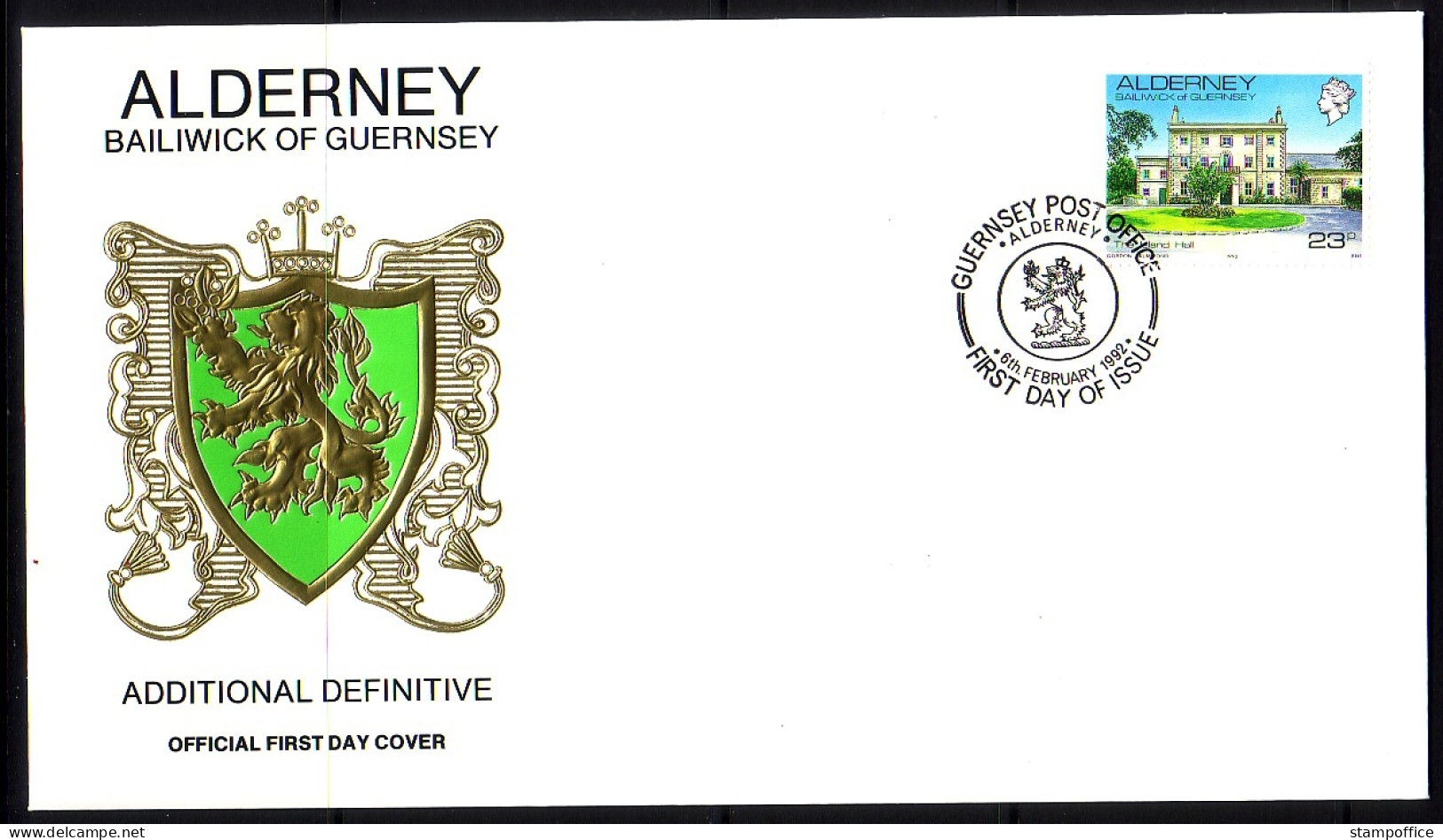 ALDERNEY MI-NR. 54 FDC ISLAND HALL EHEMALIGER REGIERUNGSSITZ 1992 - Alderney