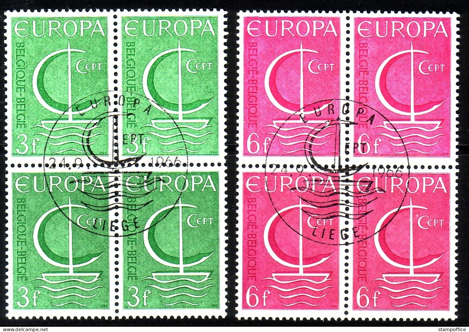 BELGIEN MI-NR. 1446-1447 GESTEMPELT(USED) 4er BLOCK EUROPA 1966 SEGEL - 1966