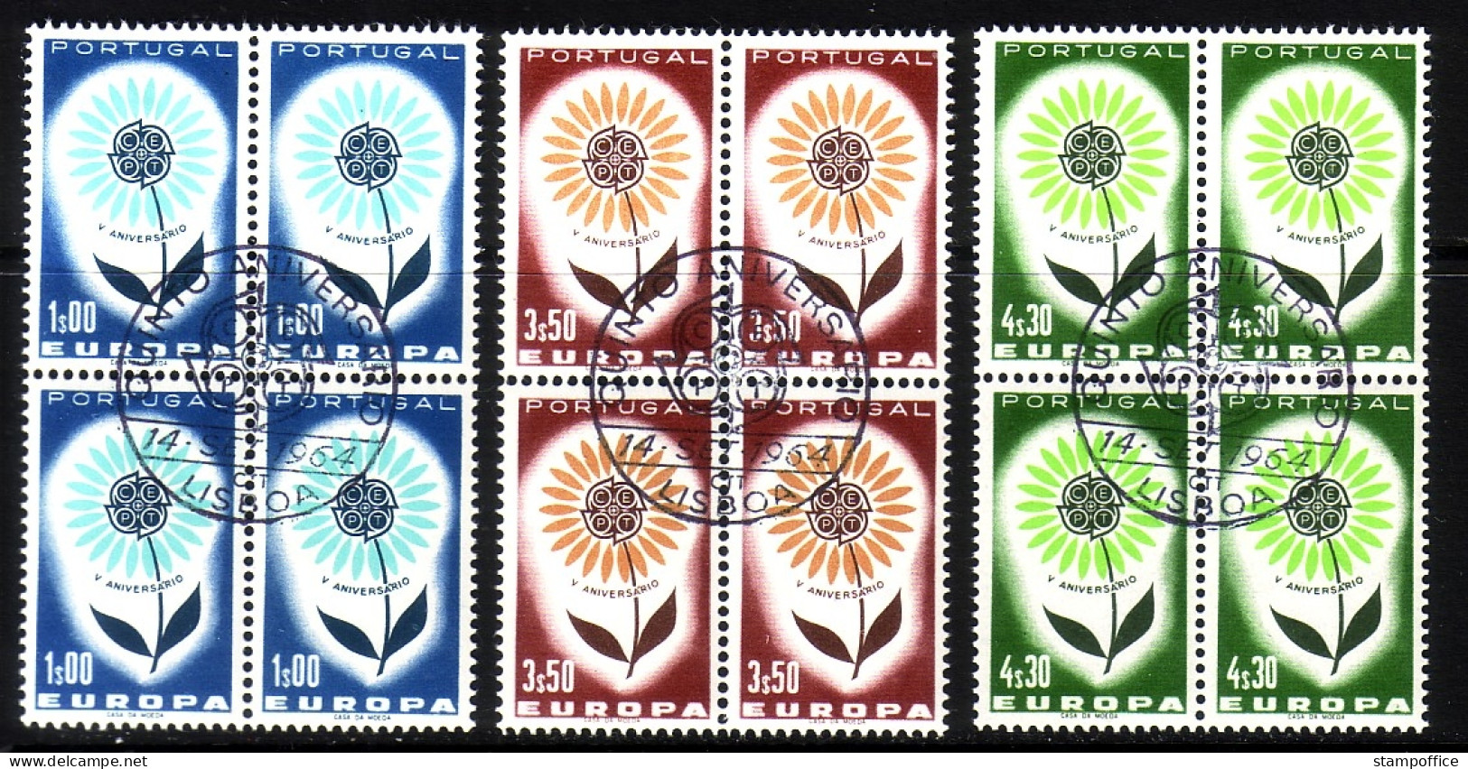 PORTUGAL MI-NR. 963-965 GESTEMPELT(USED) 4er BLOCK EUROPA 1964 - 1964