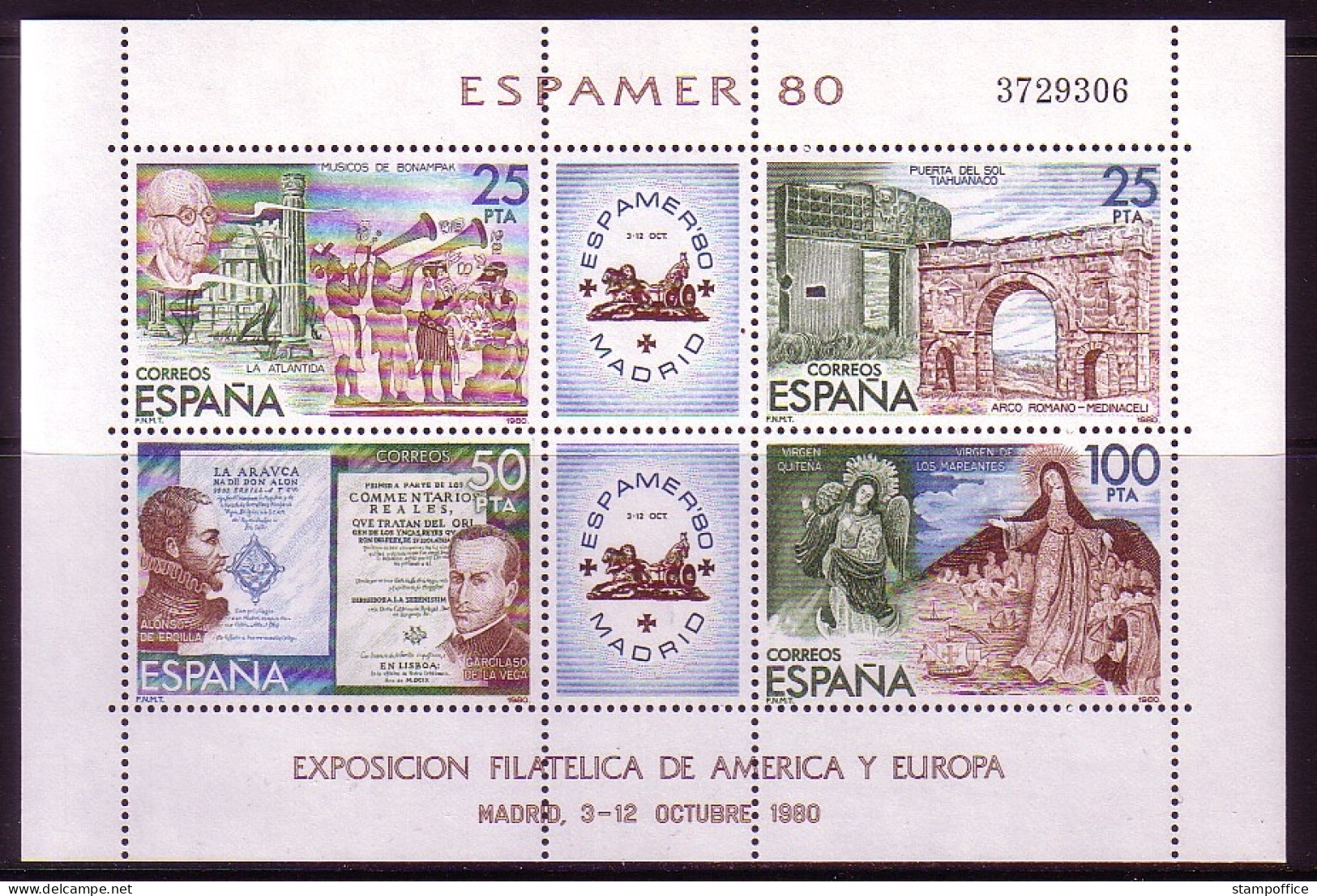 SPANIEN BLOCK 21 POSTFRISCH(MINT) ESPAMER '80 BRIEFMARKENAUSSTELLUNG MADRID MIT EINTRITTSKARTE - Blocks & Sheetlets & Panes