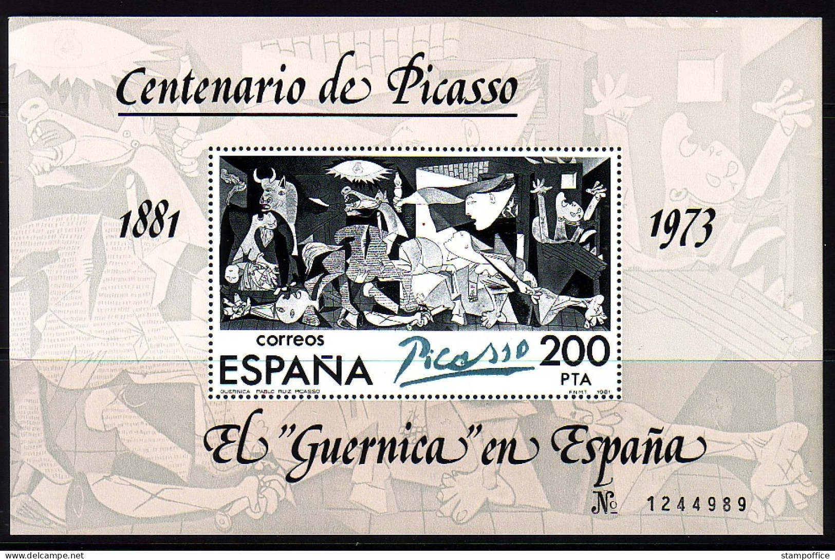 SPANIEN BLOCK 23 II POSTFRISCH(MINT) 100. GEBURTSTAG VON PABLO PICASSO 1981 - Blocs & Feuillets