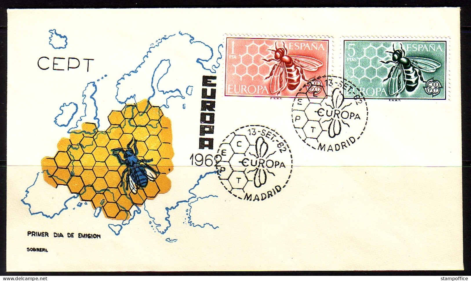 SPANIEN MI-NR. 1340-1341 FDC CEPT 1962 BIENE WABE - Honingbijen