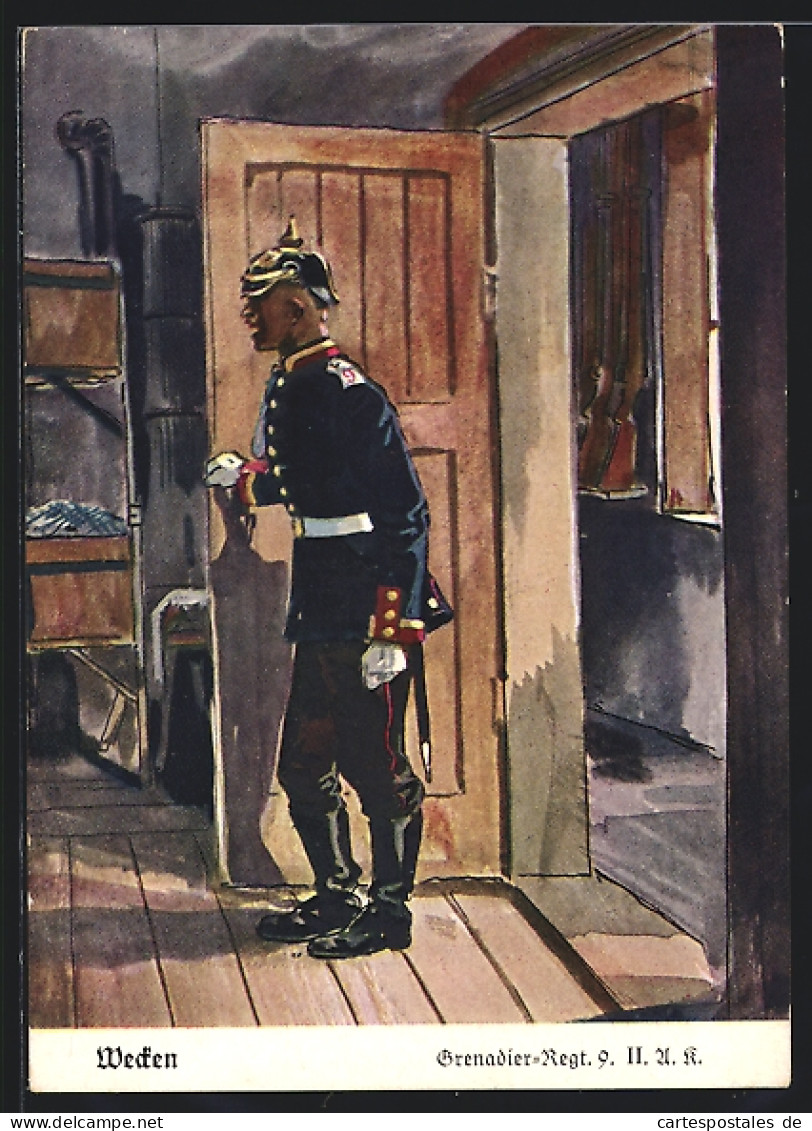 Künstler-AK Döbrich-Steglitz: Wecken, Grenadier-Regiment 9. II. U. R.  - Doebrich-Steglitz