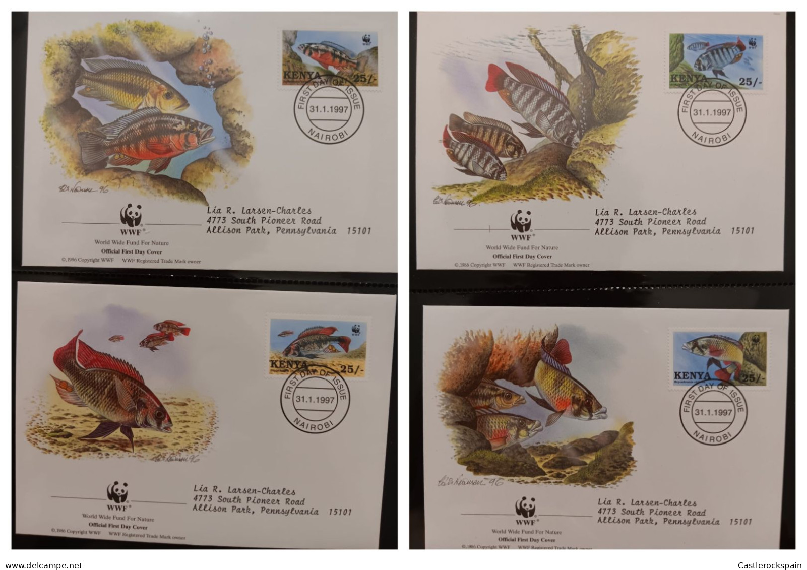 O) 1997 KENYA,  WWF - WOLRD SILDLIFE FUND, FISHES - VICTORIA, HAPLOCHROMIS, ROCK HUNTER, CHILOTES, CINCTUS, NIGRICANS, F - Kenya (1963-...)