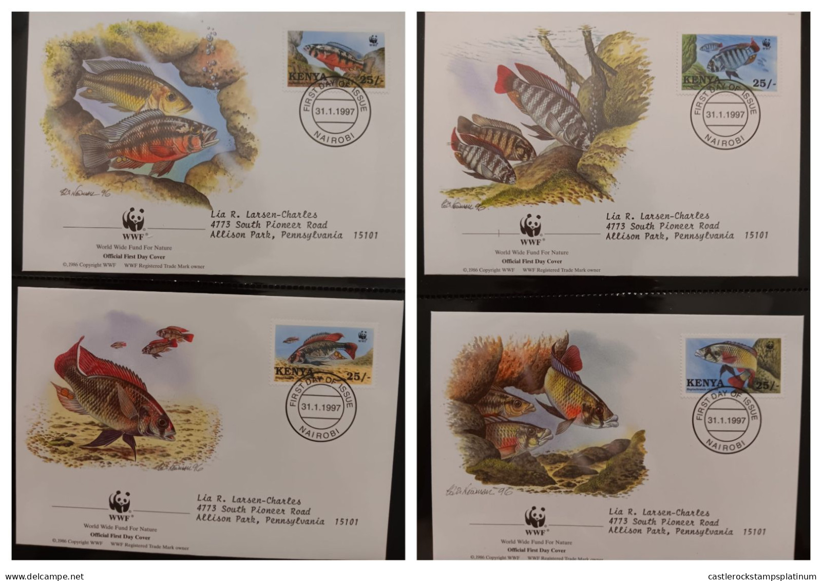 O) 1997 KENYA,  WWF - WOLRD SILDLIFE FUND, FISHES - VICTORIA, HAPLOCHROMIS, ROCK HUNTER, CHILOTES, CINCTUS, NIGRICANS, F - Kenia (1963-...)