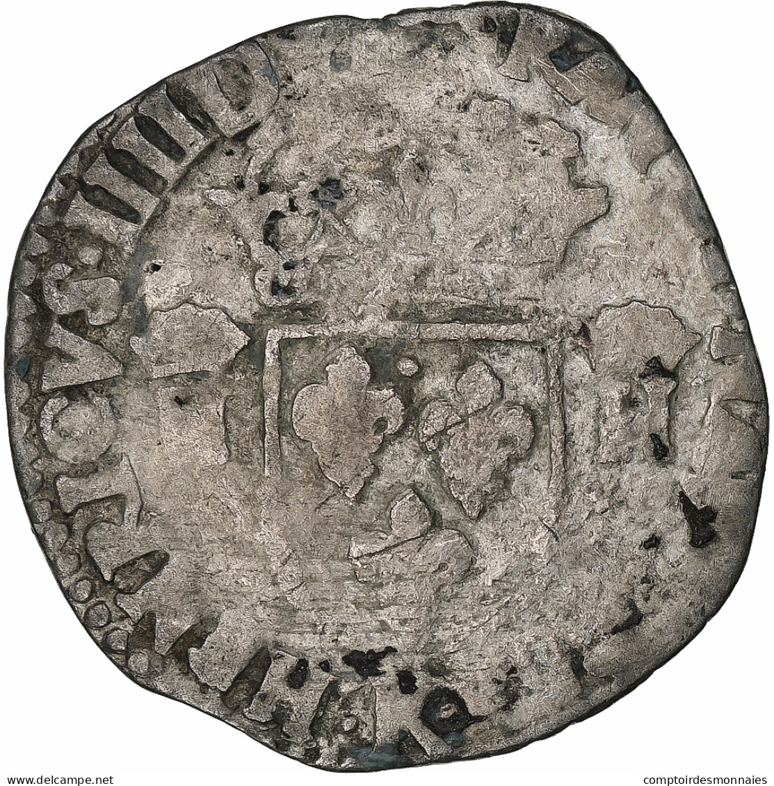 France, Henri IV, Douzain Aux Deux H, 1593, Bordeaux, Billon, B+, Gadoury:558 - 1589-1610 Henri IV Le Vert-Galant