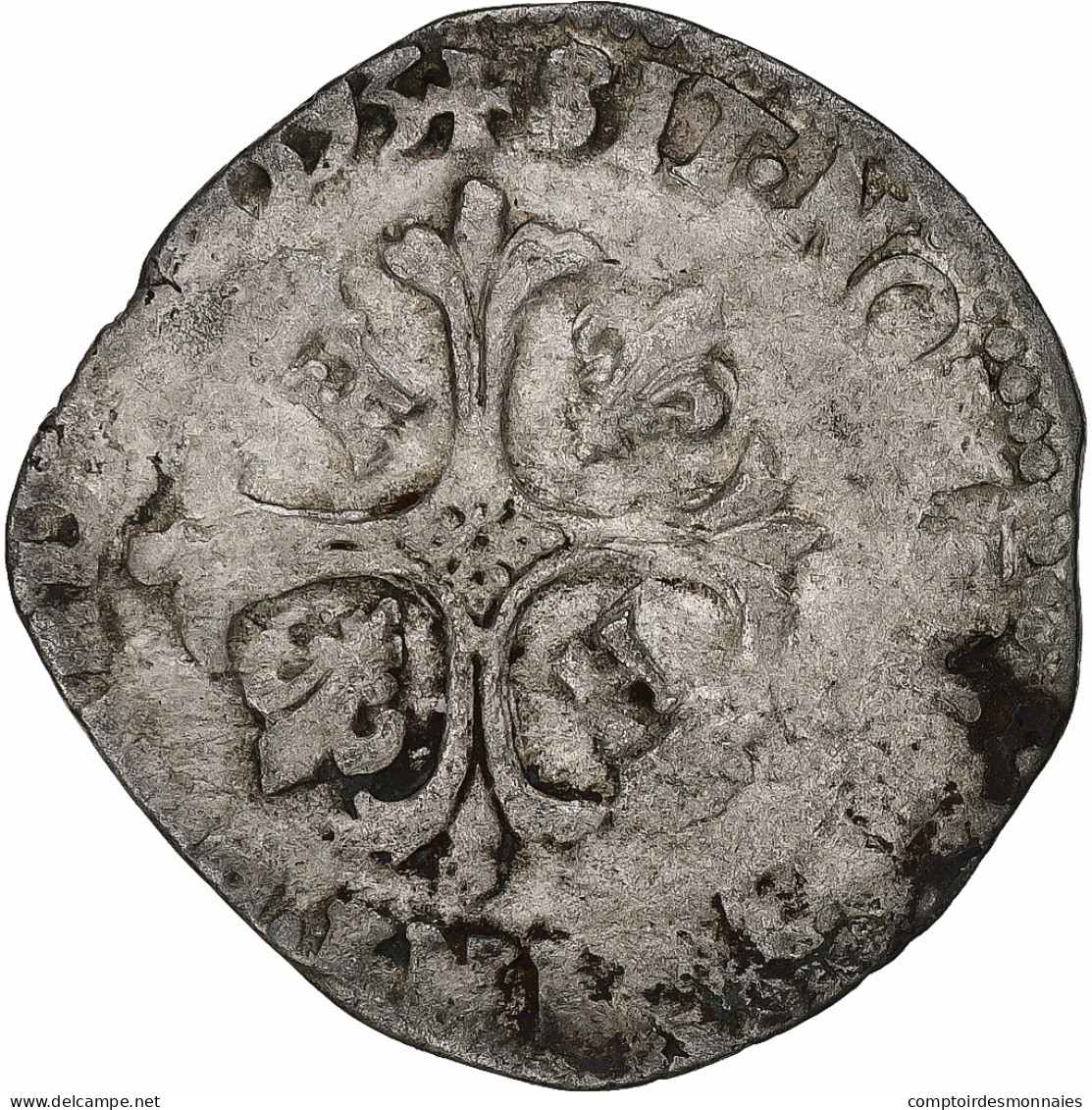 France, Henri IV, Douzain Aux Deux H, 1593, Bordeaux, Billon, B+, Gadoury:558 - 1589-1610 Henry IV The Great