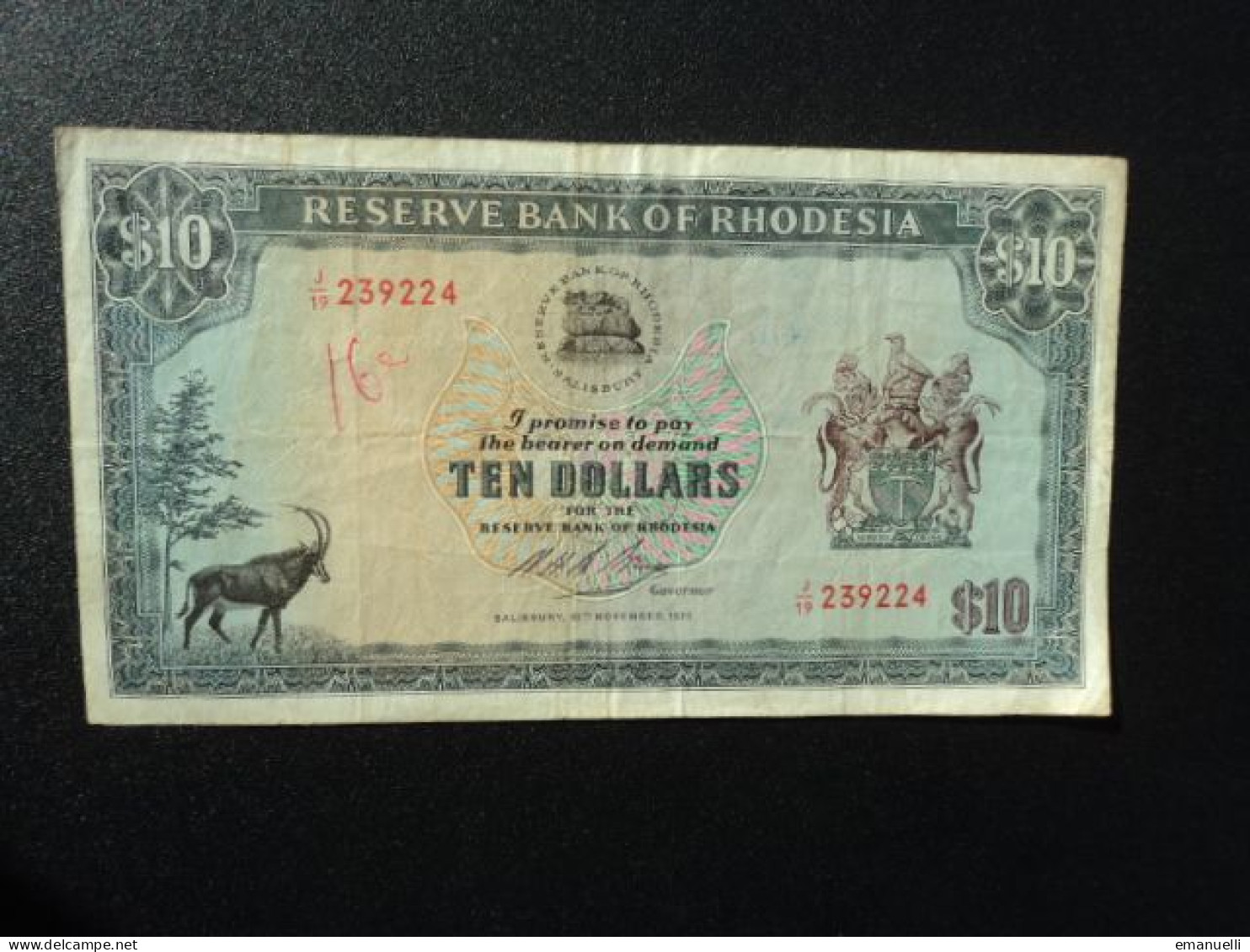 RHODÉSIE : 10 DOLLAR   20.11.1973      P 33e       TTB * - Rhodesië