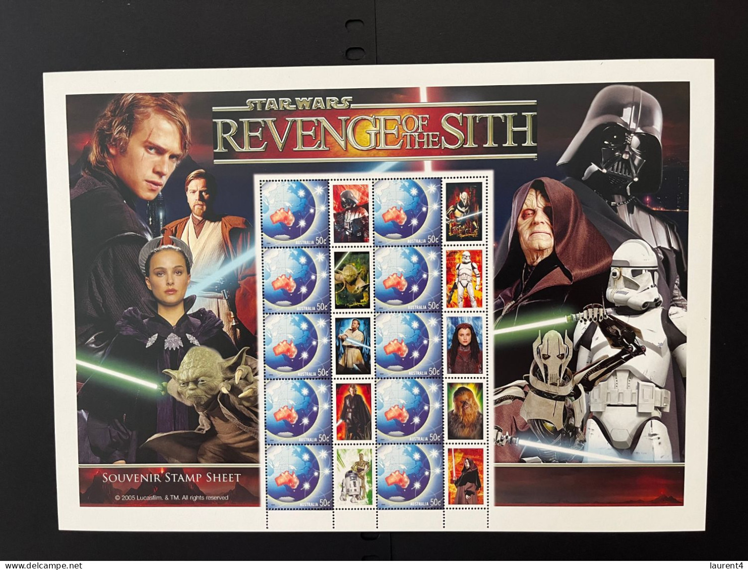 31-3-2024 (large) Australia -  Star Wars - Revenge Of The Sith (large) Sheetlet 10 Mint Personalised Stamp - Blocs - Feuillets