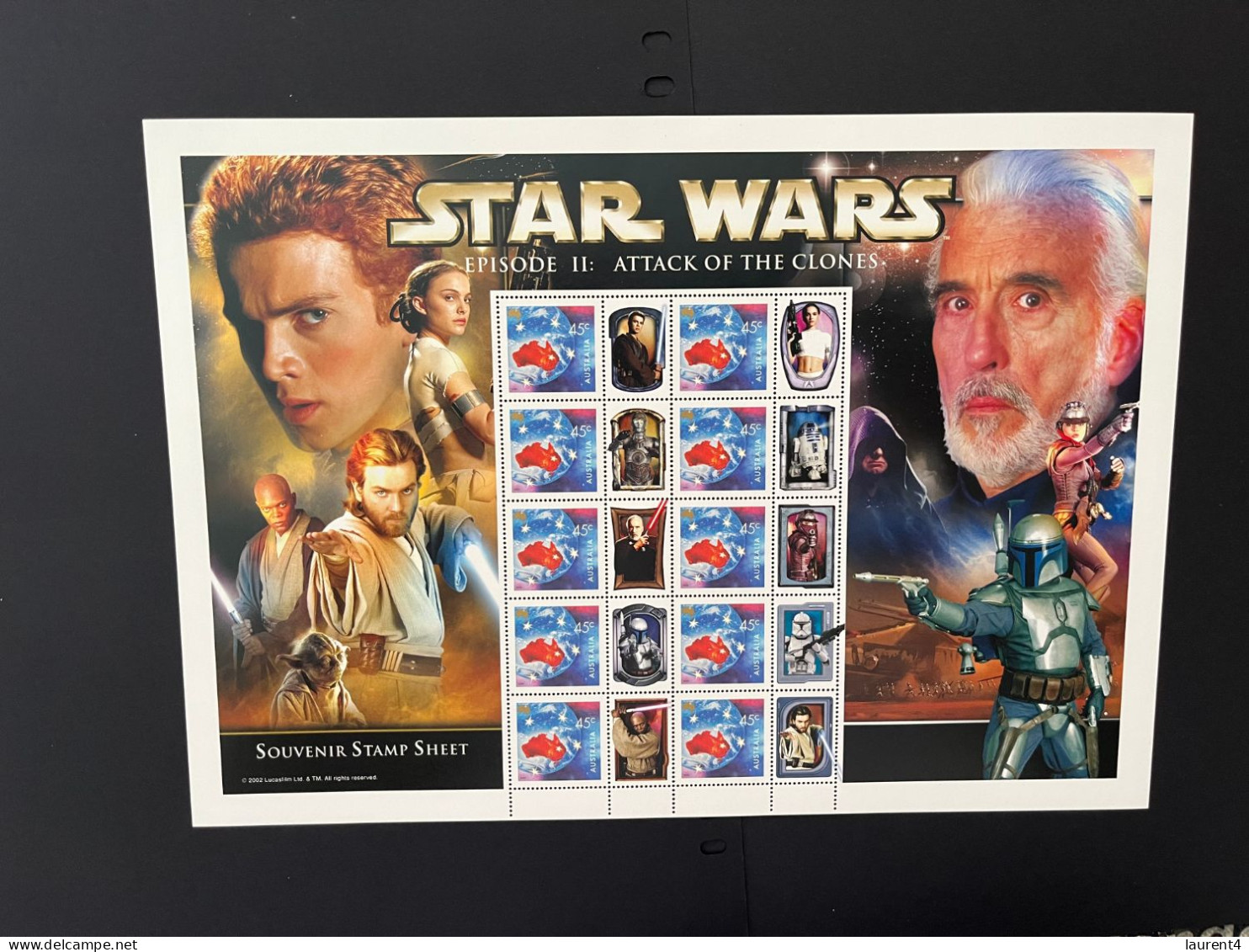 31-3-2024 (large) Australia -  Star Wars - Episode II - Attack Of The Clones (large) Sheetlet 10 Mint Personalised Stamp - Blokken & Velletjes