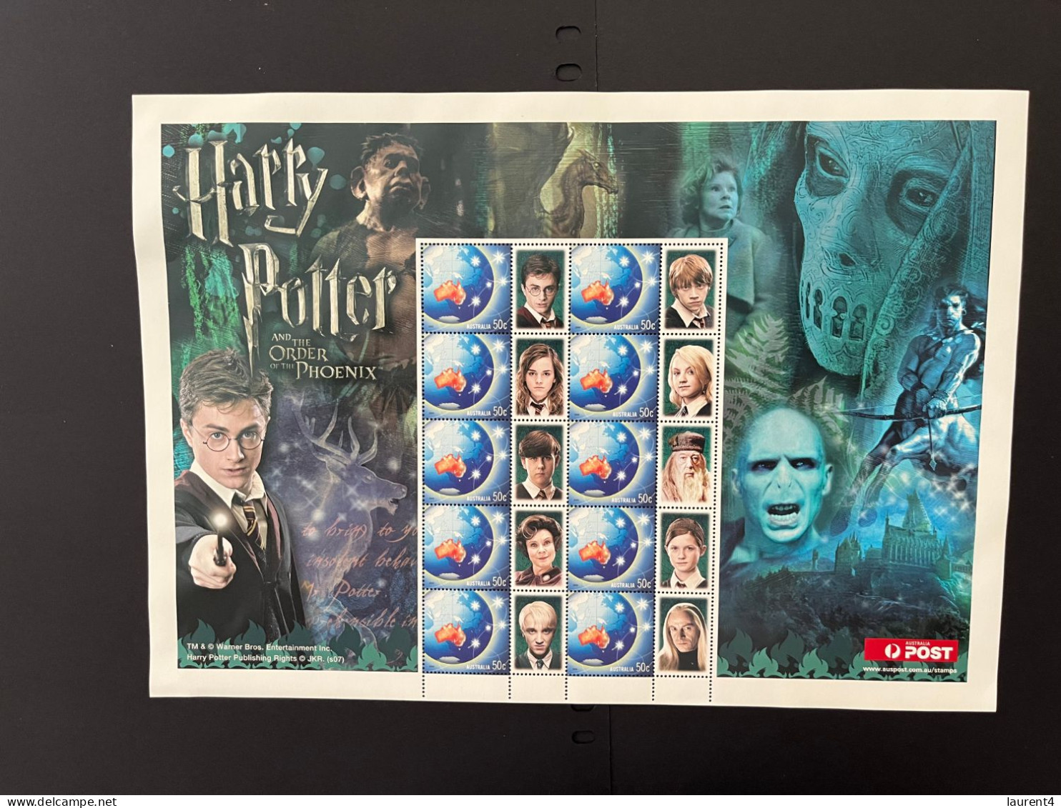 31-3-2024 (large) Australia -  Harry Potter - Order Of The Phoenix (large) Sheetlet 10 Mint Personalised Stamp - Blocs - Feuillets