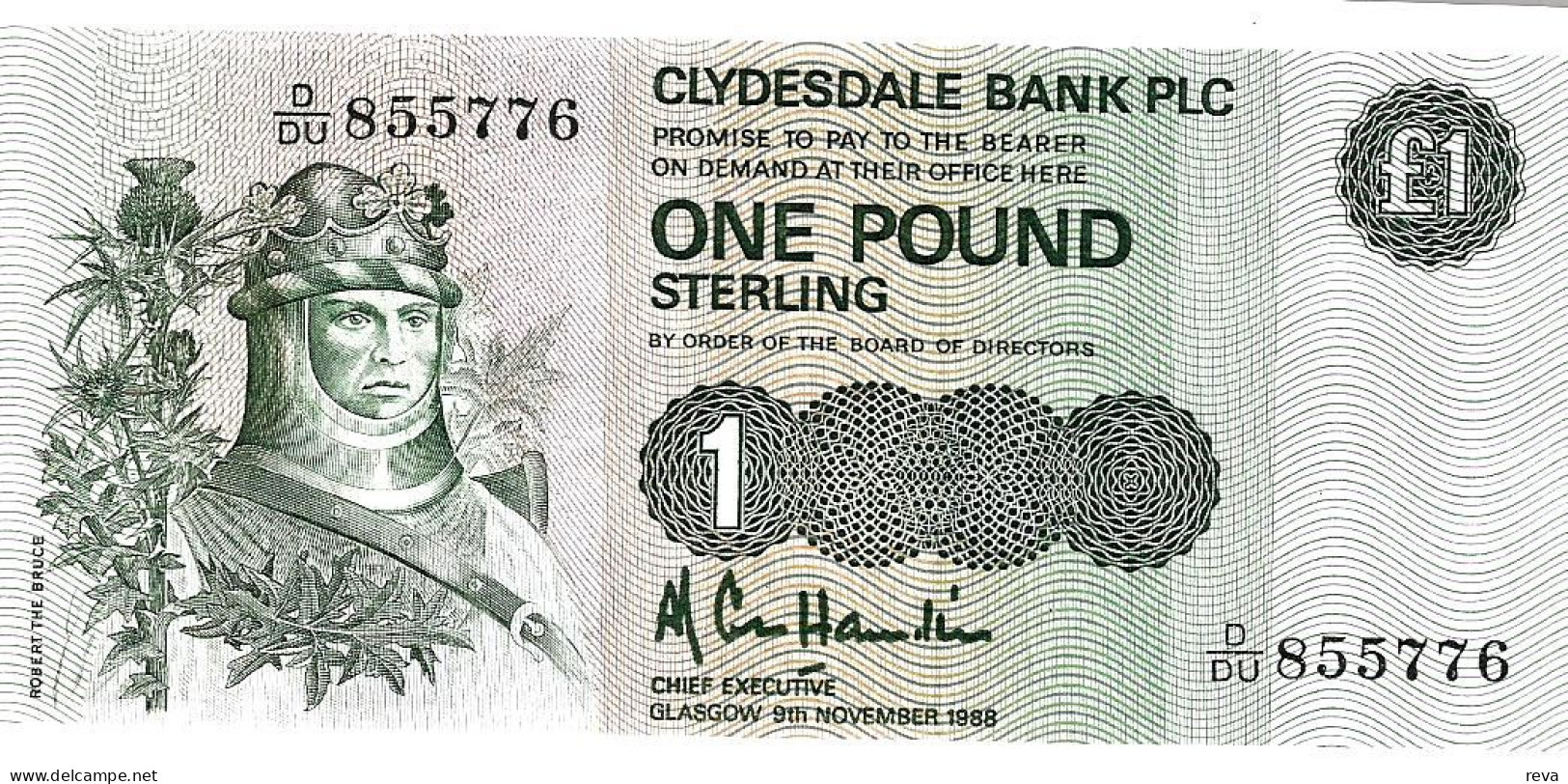 UNITED KINGDOM SCOTLAND 1 POUND GREEN CLYDESDALE BANK MAN FRONT KNIGHT BACK DATED 29-03-1982 P221a READ DESCRIPTION !! - 1 Pound