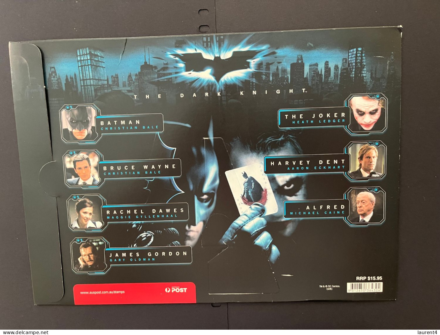 31-3-2024 (large) Australia -  Batman - The Dark Knight (large In Pack) Sheetlet 10 Mint Personalised Stamp - Presentation Packs