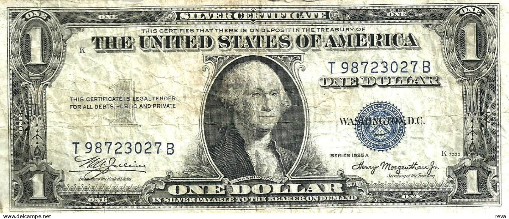 USA UNITED STATES $1 SILVER CERTIFICATE BLUE SEAL SERIES 1935 F+ P? READ DESCRIPTION CAREFULLY !!! - Certificaten Van Zilver (1928-1957)