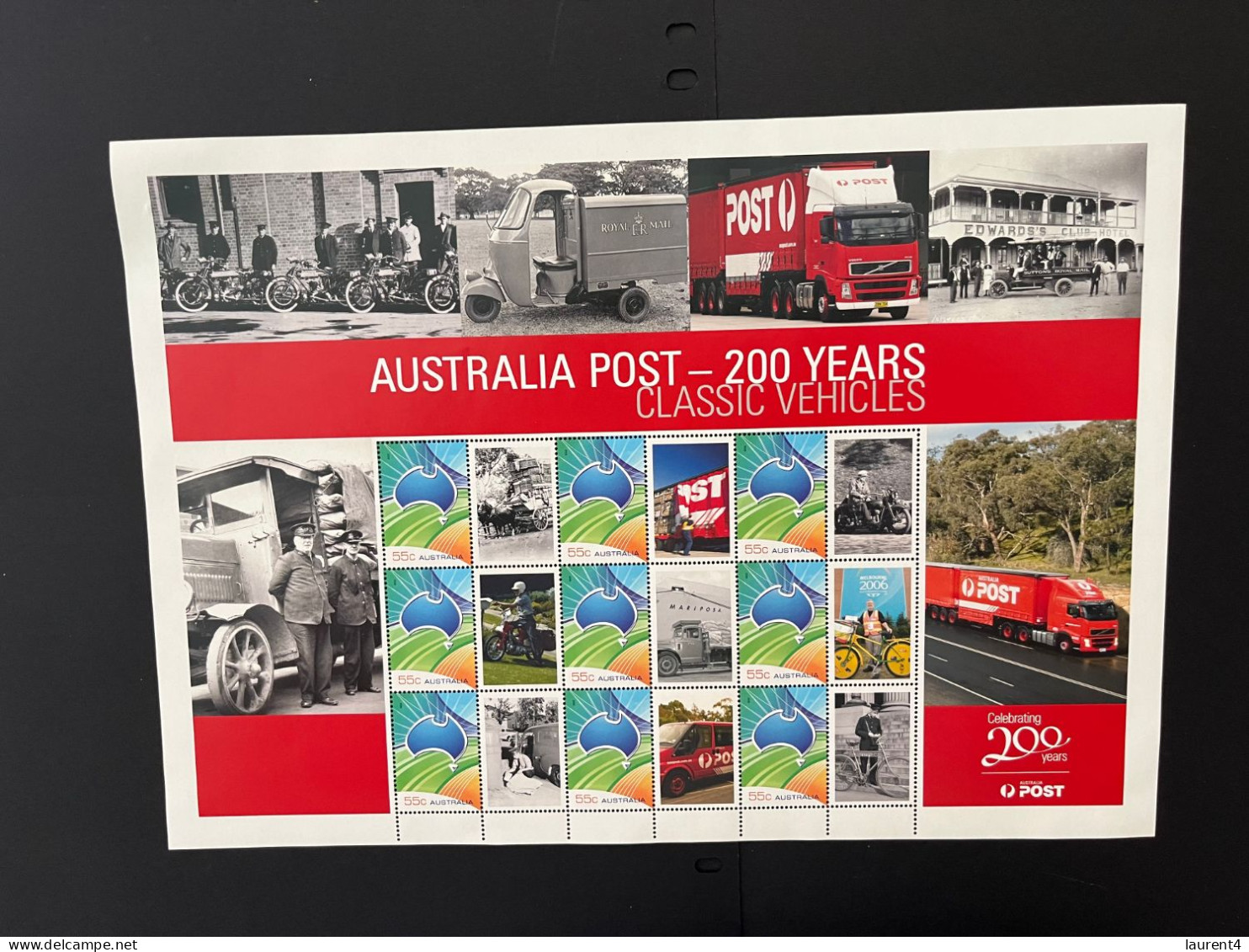 31-3-2024 (large) Australia -  Australia Post 200 Years Classic Vehicles (large) Sheetlet 10 Mint Personalised Stamp - Blocchi & Foglietti