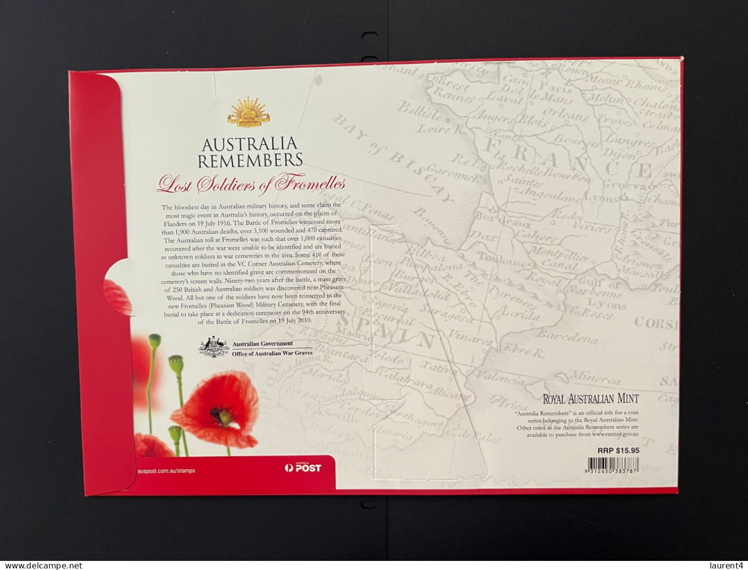 31-3-2024 (large) Australia -  WWI - Australia Remember: Fromelles (large In Pack) Sheetlet 10 Mint Personalised Stamp - Presentation Packs