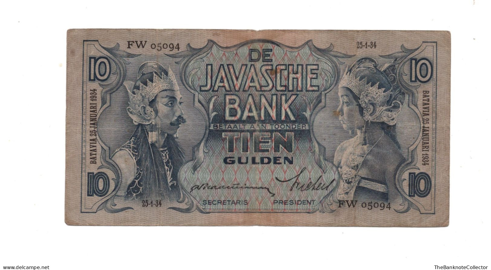 Netherlands Indies 10 Gulden 1935 -1939 Good Condition - Indonesien