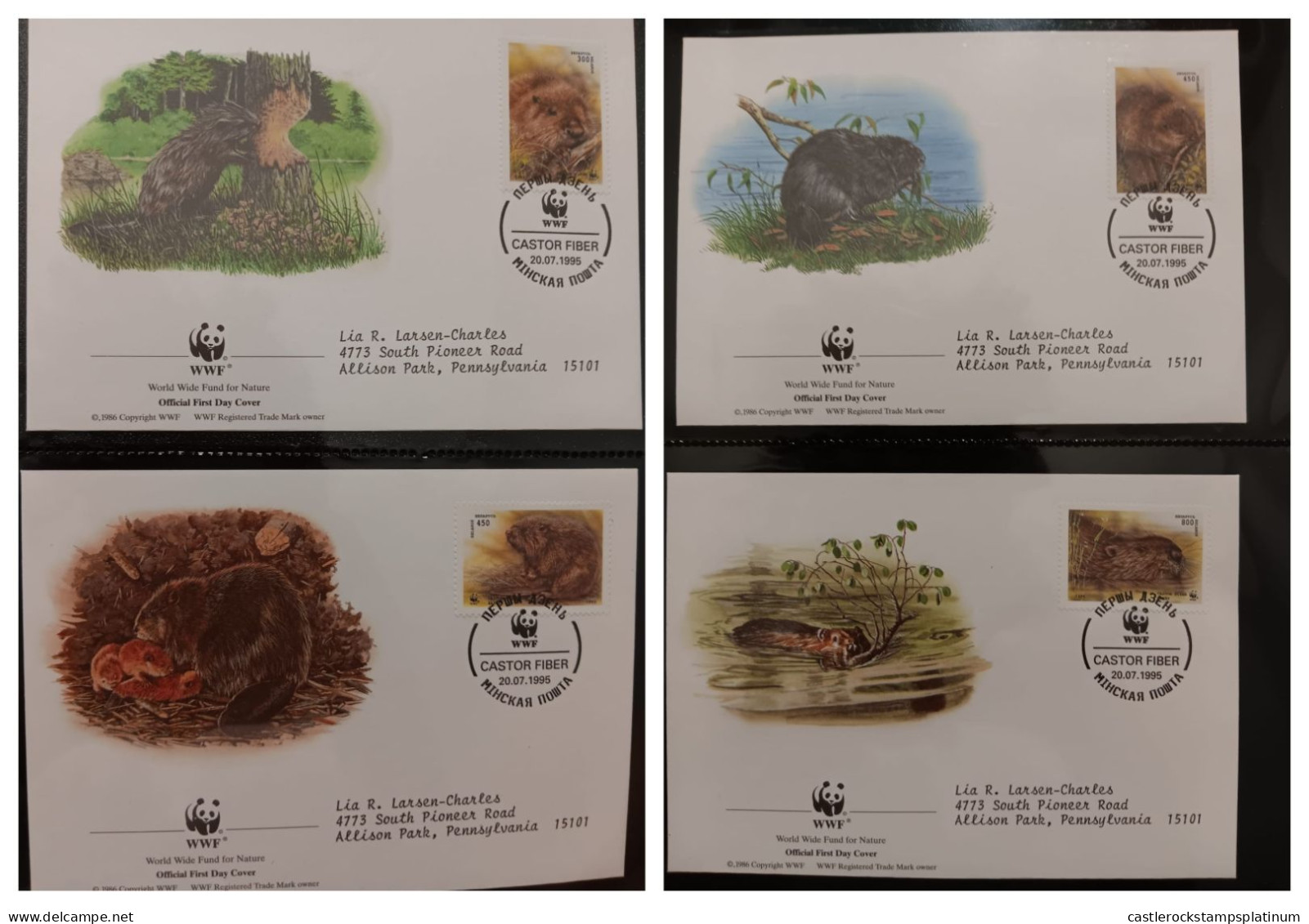 O) 1995 BELARUS, WWF - WORLD WILDLIFE FUND, BEAVER, CASTOR - HABITAT, FDC XF - Belarus