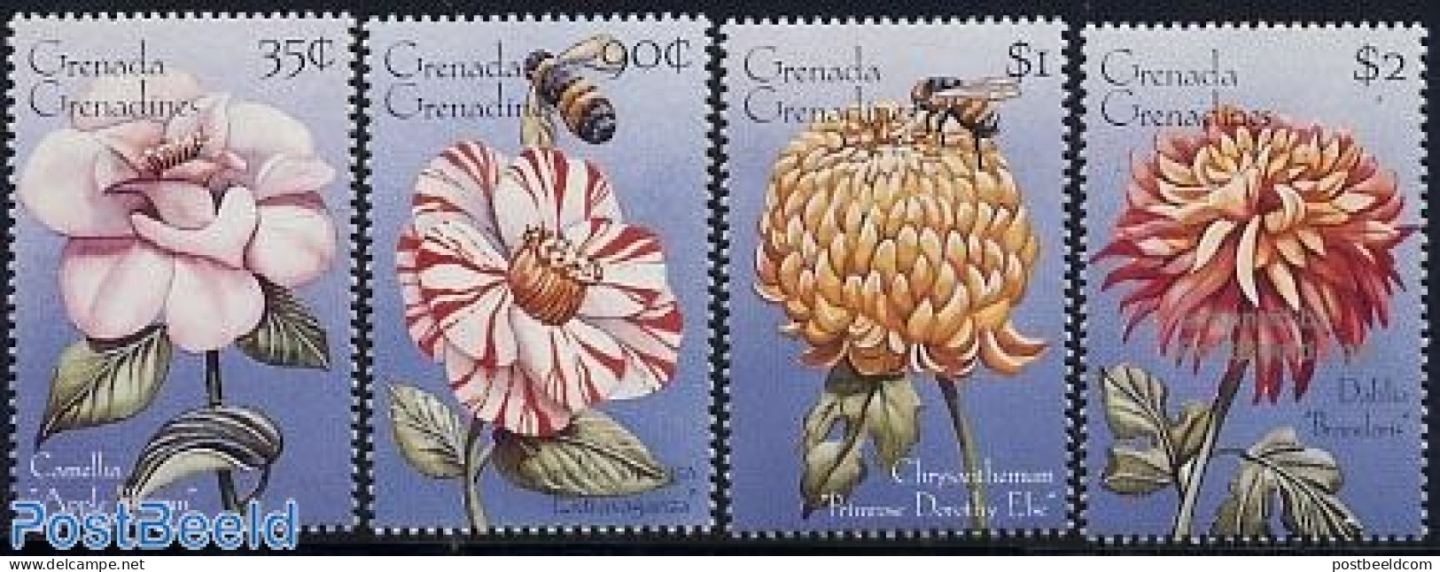 Grenada Grenadines 1996 Flowers 4v, Mint NH, Nature - Flowers & Plants - Insects - Grenada (1974-...)